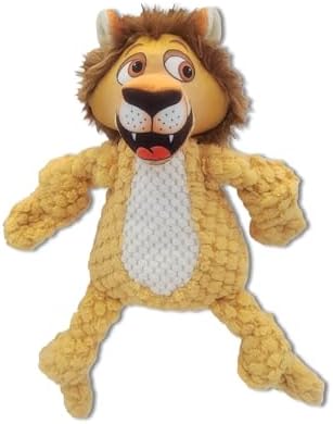 Happy Tails 13" Woolie Lion Dog Toy for Medium to Large Dogs - Durable Polyester with Squeaky Sound and Reinforced Stitching for Engaging Play and Chewing