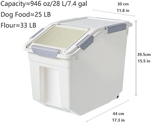 LISM 2 Pack Dog Food Storage Container with Scoop,Large Airtight Pet Dog Food Bin,Container for Dog Treats Rice,Dog Cat Dry Food Bin,Baking Supplies,Flour,Rice,Kitchen Pantry Cereal(25 LB)