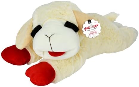 Multipet Lamb Chop Dog Plush Toy - Squeaky Toy for All Dogs - Extra Soft Plush - Stuffed Animal for Cuddling & Playing - Jumbo (24", Cream)