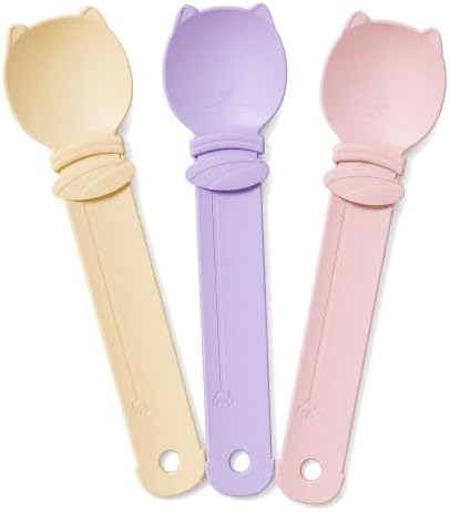 3 Pack Cat Treat Dispenser Spoons for Wet Food – Lickable Squeeze Spoon for Churu & Cat Treats – Multi-Function Feeding Spoon for Cats – 9.8 Inch,Beige, Purple, Pink