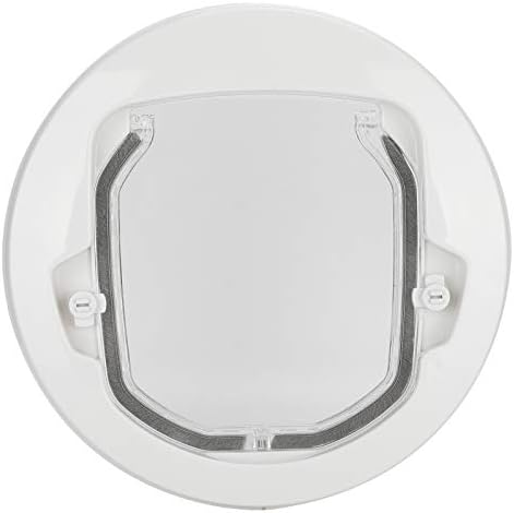 YOUTHINK Two Way in Out Pet Flap Door with Noise Reducing Fluff Design and Magnet Self Closing for Pets, White Plastic Round Door 11.4x11.4 inch