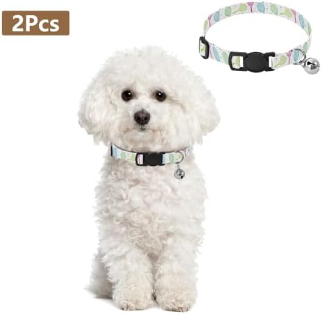 Colorful Tennis Rackets White Puppy Collar 2 Pack Cat Neck Collar Adjustable Length 10.6" to 17.1"