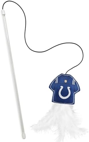 Pets First NFL Indianapolis Colts Team Jersey Wand with CAT NIP, Cat Toy Jersey Shaped Plush Teaser Toy for Cats & Kittens - Interactive Pet Toy for Play & Exercise
