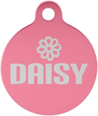 Signature Custom Laser Engraved Anodized Aluminum Pet ID Tags (Pink, Round 1 1/4")