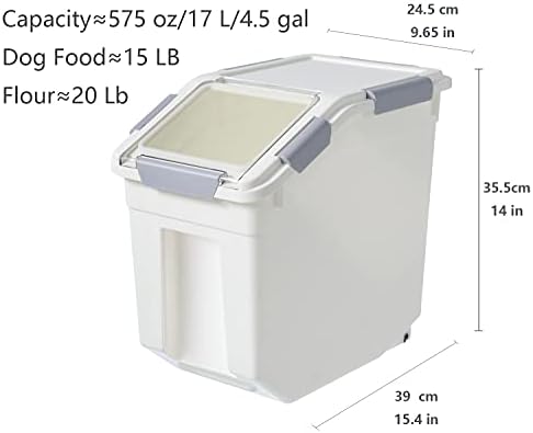 LISM 2 Pack Dog Food Storage Container with Scoop,Large Airtight Pet Dog Food Bin,Container for Dog Treats Rice,Dog Cat Dry Food Bin,Baking Supplies,Flour,Rice,Kitchen Pantry Cereal(15 LB)