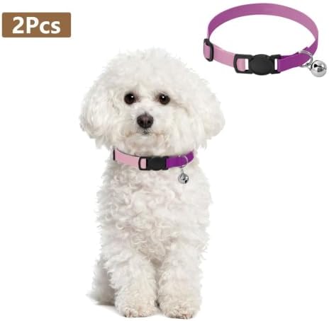 Purple Gradient Cat Collar Breakaway with Bell 2 Pack Small Dog Collar Adjustable 10.6 to 17.1 Inches