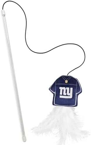 Pets First NFL New York Giants Team Jersey Wand with CAT NIP, Cat Toy Jersey Shaped Plush Teaser Toy for Cats & Kittens - Interactive Pet Toy for Play & Exercise