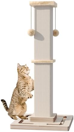 32" Large Cat Scratching Post with Tracking Interactive Toys for Cats