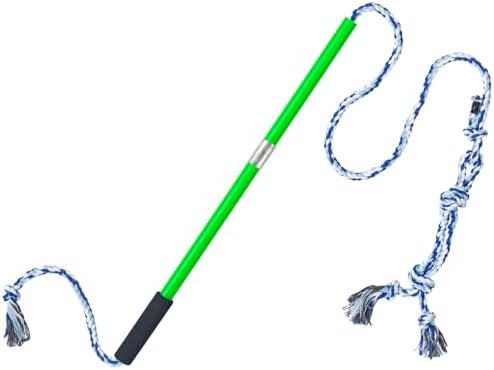 Interactive Flirt Pole Toy for Dogs Chase and Tug of War,Durable Teaser Wand with Pet Fleece Rope Tether Lure Toy to Outdoor Exercise & Training for Small Medium Large Dogs (Blue White)