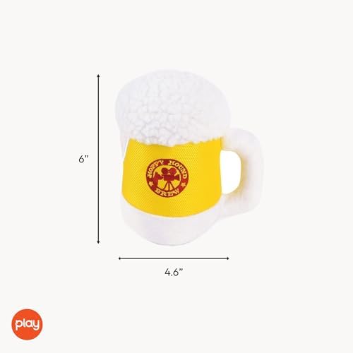 P.L.A.Y. Cute Plush Dog Toys - Hollywoof Cinema, Movie Themed Durable Squeaker Chew Toy, Great for Puppies & Small, Medium, Large Dog Breeds - Machine Washable, Recycled Materials (Hoppy Hound Brew)