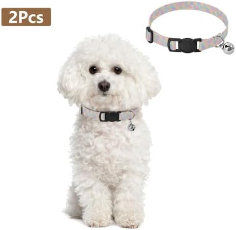 2 Pack Cats Collar Pastel Gradients Sequins Cat Bell Collar, Adjustable Length 10.6" to 17.1"