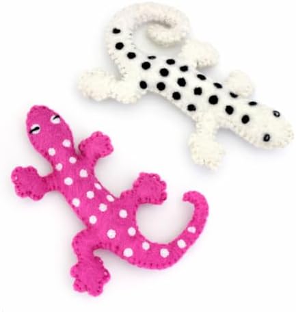 Glaciart One Felt Lizard Cat Toy – 2 Pcs | Soft Fuzzy Enrichment 100% Natural Wool - Interactive Catnip Play Cat Toy Set - Safe for Pets, Non-AZO Colored Dyes