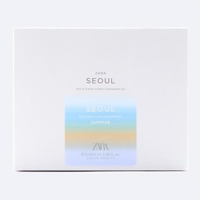 Zara Man Seoul 532-8 Sinsa Dong Gangnam-Gu + Seoul Summer Cologne for Men Fragrance Set EDT Eau De Toilette 2x 100 ML (3.38 FL OZ)