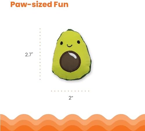 Catstages Lil' Avocato Cat Toy, Interactive Plush Avocado with Catnip, Kicker & Chew Toy for Indoor Cats, Encourages Active Play, Mental Stimulation, Dental Health, and Solo Fun, Green (Pack of 2)