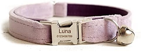 Cat Collar Personalized with Name Phone Number Engraved,Customized with Bell for Small Dogs Puppy Kitten