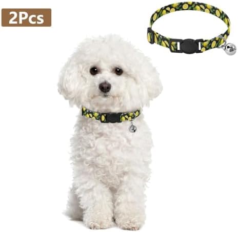Lemons Puppy Collar with Bell 2 Pack Cats Collar Adjustable 10.6 to 17.1 Inches