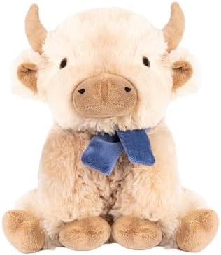 Fuzzl Highland Cow Soft Dog Toy with Mooo Squeaker Sound - Plush Dog and Puppy Toy Interactive