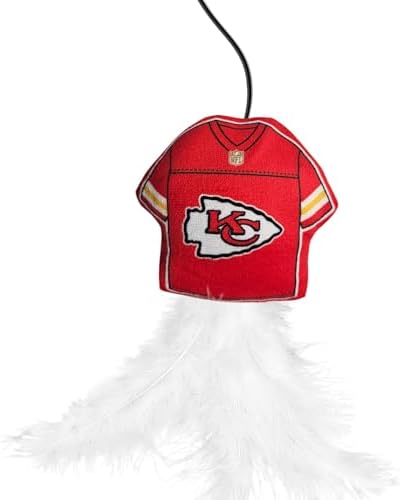 Pets First NFL Kansas City Chiefs Team Jersey Wand with CAT NIP, Cat Toy Jersey Shaped Plush Teaser Toy for Cats & Kittens - Interactive Pet Toy for Play & Exercise