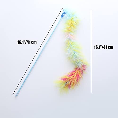 Cat Wand Toys 3 PCS Colorful Teaser Wand with Soft Furry Tail and Bell