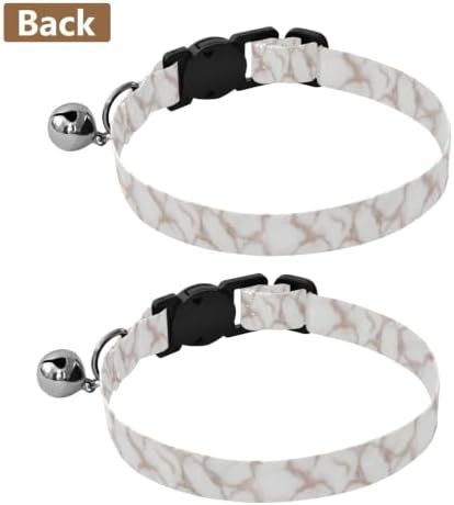 2 Pack Small Dog Collar Rose Gold Gray Marble White Kitten Bell Collar, Adjustable Length 10.6" to 17.1"