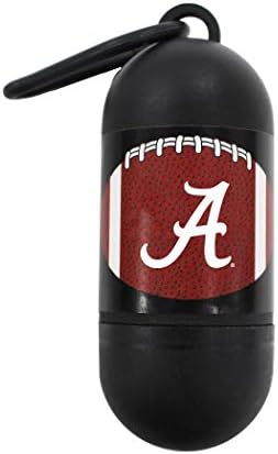 Pets First NCAA ALABAMA CRIMSON TIDE PET LICENSED Poop Waste Bag Dispenser and D Ring for Leash with 15 Premium Garbage Bags