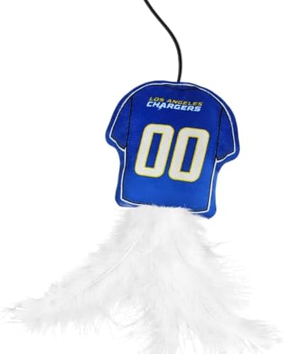 Pets First NFL Los Angeles Chargers Team Jersey Wand with CAT NIP, Cat Toy Jersey Shaped Plush Teaser Toy for Cats & Kittens - Interactive Pet Toy for Play & Exercise