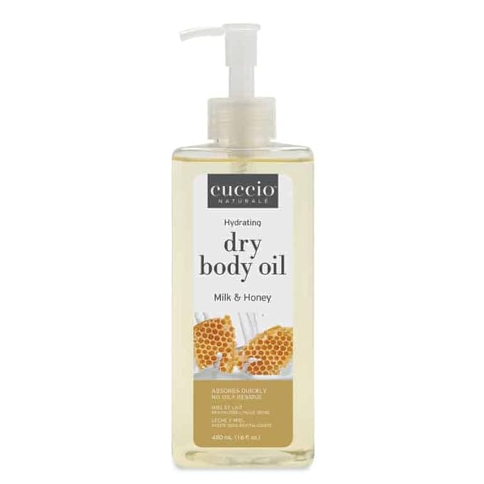 Cuccio Naturale Hydrating Dry Body Oil – Milk & Honey, Fast‑Absorbing Non‑Greasy Moisturizer for Comforted Soft Skin, 15.5 fl oz