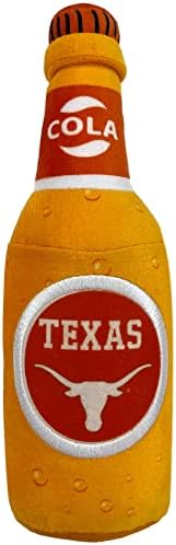 NCAA Texas Longhorns Beer Bottle Plush Dog & CAT Squeak Toy- Cutest Stadium SODA Bottle Snack Plush Toy for Dogs & Cats with Inner Squeaker & Beautiful Football/Basketball Team Name/Logo