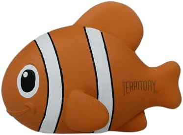 Sea Squeaker Natural Rubber Animal Dog Toy for Small Medium Large Dog Toy, Clown Fish