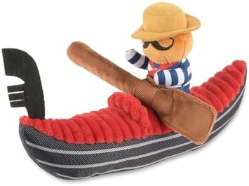 P.L.A.Y. PET LIFESTYLE AND YOU P.L.A.Y. Cute Plush Dog Toys - Totally Touristy Landmark Themed Durable Squeaker Chew Toy, Great for Puppies Dogs - Machine Washable (Venice Gondola, Medium)