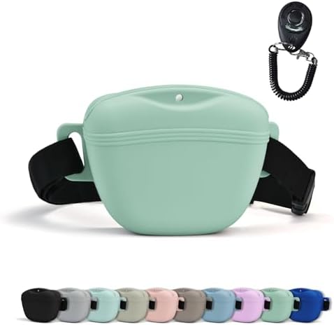 AUDWUD Magnetic Silicone Dog Treat Pouch with Adjustable Belt