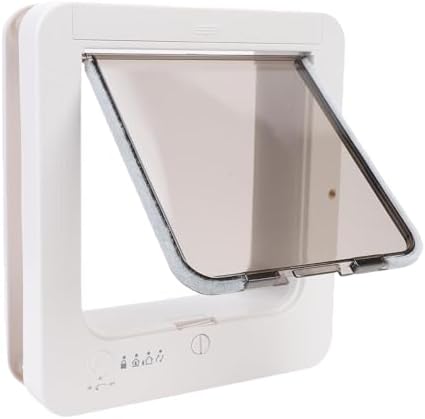 Smart Cat Door for Interior and Exterior, Automatic Sensing Microchip Cat Door, Plastic Easy Installation Pet Entry for Home, 26X29.5Cm, Support 2 Way Entry Methods