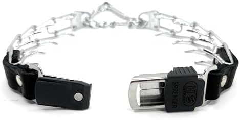 Herm Sprenger 3mm Prong Collar for Dog Training with Adjustable Length & Easy Quick Release Cliclock & Swivel Ring for Large Dogs (20-26" Neck)
