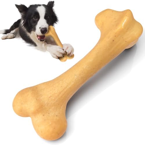 Indestructible Dog Toy for Aggressive Chewers, Nylon Chew Toy for Medium and Large Dogs, Durable Teething Toys for Puppies, Chicken Flavor