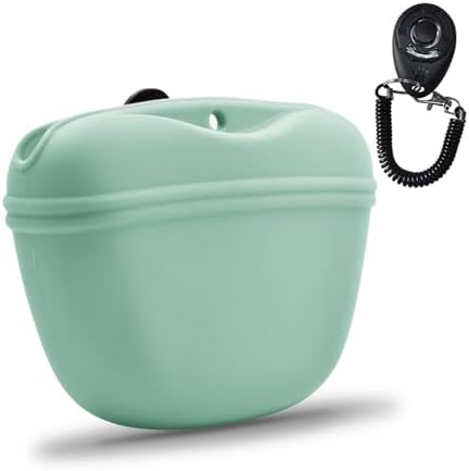 AUDWUD Silicone Dog Treat Pouch with Clicker Magnetic Closure Secure Clip