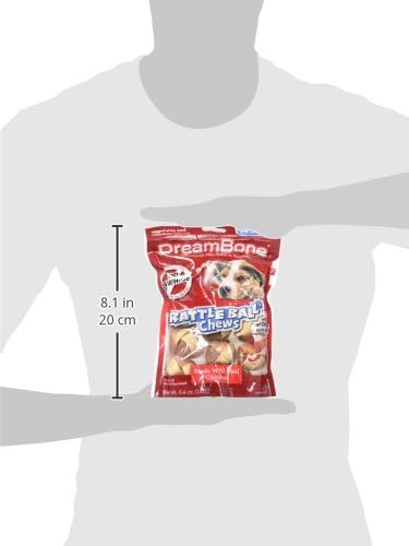 DreamBone RattleBall Chew Rawhide-Free Dog Treats, Real Protein, 14 Count | Daily Chew, Digests Safely and Completely, Made With Real Chicken and Veggies, For Adult Dogs