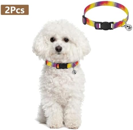 Geometric Rainbow Gradient Easy to Wear Kitten Collar 2 Pack for Puppy