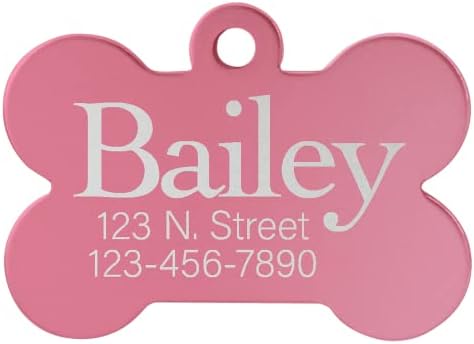 Signature Custom Laser Engraved Anodized Aluminum Pet ID Tags (Blue, Bone 1 1/2" x 1")