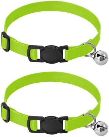 Green Yellow Gradient Comfortable Cat Collar, 2 Pack Cat Bell Collar