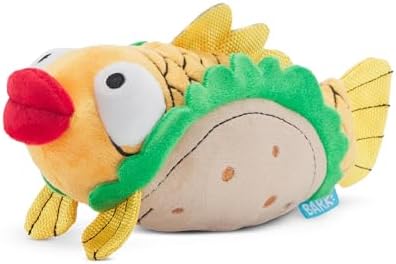 BarkBox Ernesto the Fish Taco Dog Toy - for Extra Small to Medium Dogs