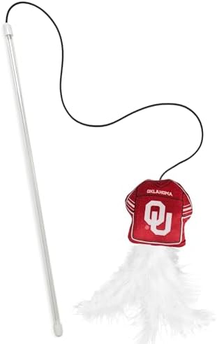 Pets First NCAA Oklahoma Sooners Team Jersey Wand with CAT NIP, Cat Toy Jersey Shaped Plush Teaser Toy for Cats & Kittens - Interactive Pet Toy for Play & Exercise