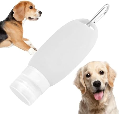 Refillable Silicone Travel Bottle for Dog 3oz (90ml) | Small Refillable Squeeze Bottles with Carabiner | Food-Safe Material