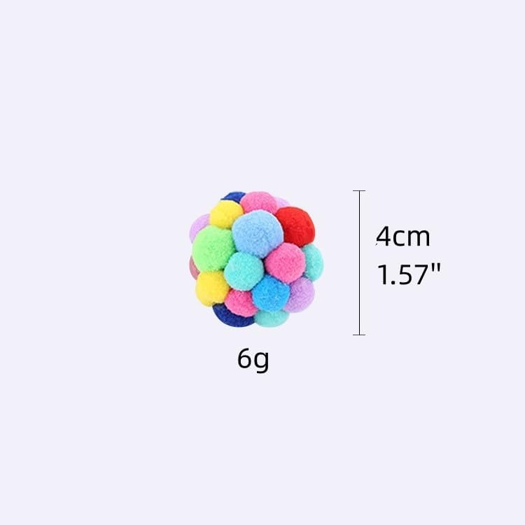 Cat Ball Toy Squeaky Cat Chase Pom Pom Cat Toys Bell Inside Self Play 6Pcs