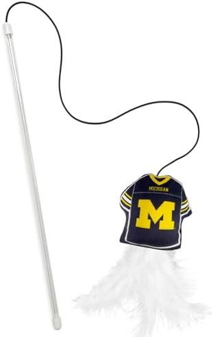 Pets First NCAA Michigan Wolverines Team Jersey Wand with CAT NIP, Cat Toy Jersey Shaped Plush Teaser Toy for Cats & Kittens - Interactive Pet Toy for Play & Exercise