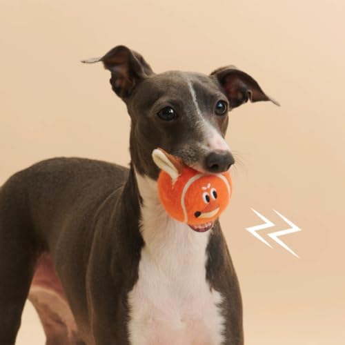 ZEZE Zorro the Fox Squeaky Dog Toy, Cute Plush Tennis Ball Dog Toy with Hidden Squeaker in Fox Ears, Soft Fetch & Chew Toy for Small to Medium Dogs & Puppies, Gift-Ready Designer Pet Toy