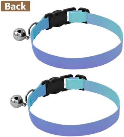 Vibrant Green Purple Gradient Adjustable Buckle Kitten Collars 2 Pack Soft Cat Collar