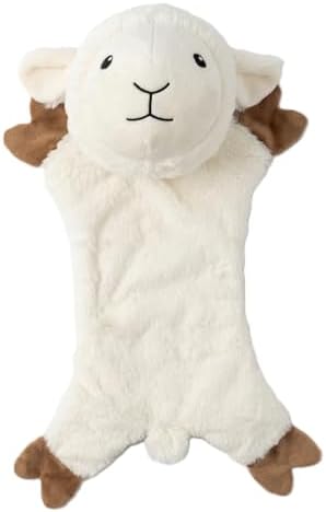 Fuzzl Lola Lamb Crinkle & Squeak Dog Toy – No Mess Minimal Stuffing Plush Puppy Toy – Interactive Soft Dog Squeaky Toy for Small to Medium Dogs – Gentle Sheep Toy for Shaking, Tossing & Cuddling