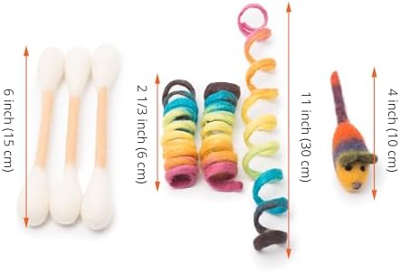 Glaciart One Indoor Catnip Cat Toy Pack - 7pc | Kitty Toys Include Wool Springs, Swabs & Mouse | for Activity, Exercise & Play | Filled w/Organic Catnip to Excite/Calm Pet | Great Gift Idea