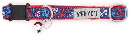 THE WORTHY DOG Summer Patterns, Breakaway Cat Collar, with Bell, Multi