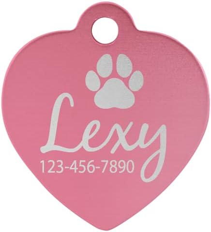 Signature Custom Laser Engraved Anodized Aluminum Pet ID Tags (Red, Heart 1 1/4" x 1 1/4")